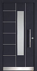 Tür schwarzgrau mit Edelstahleinlagen